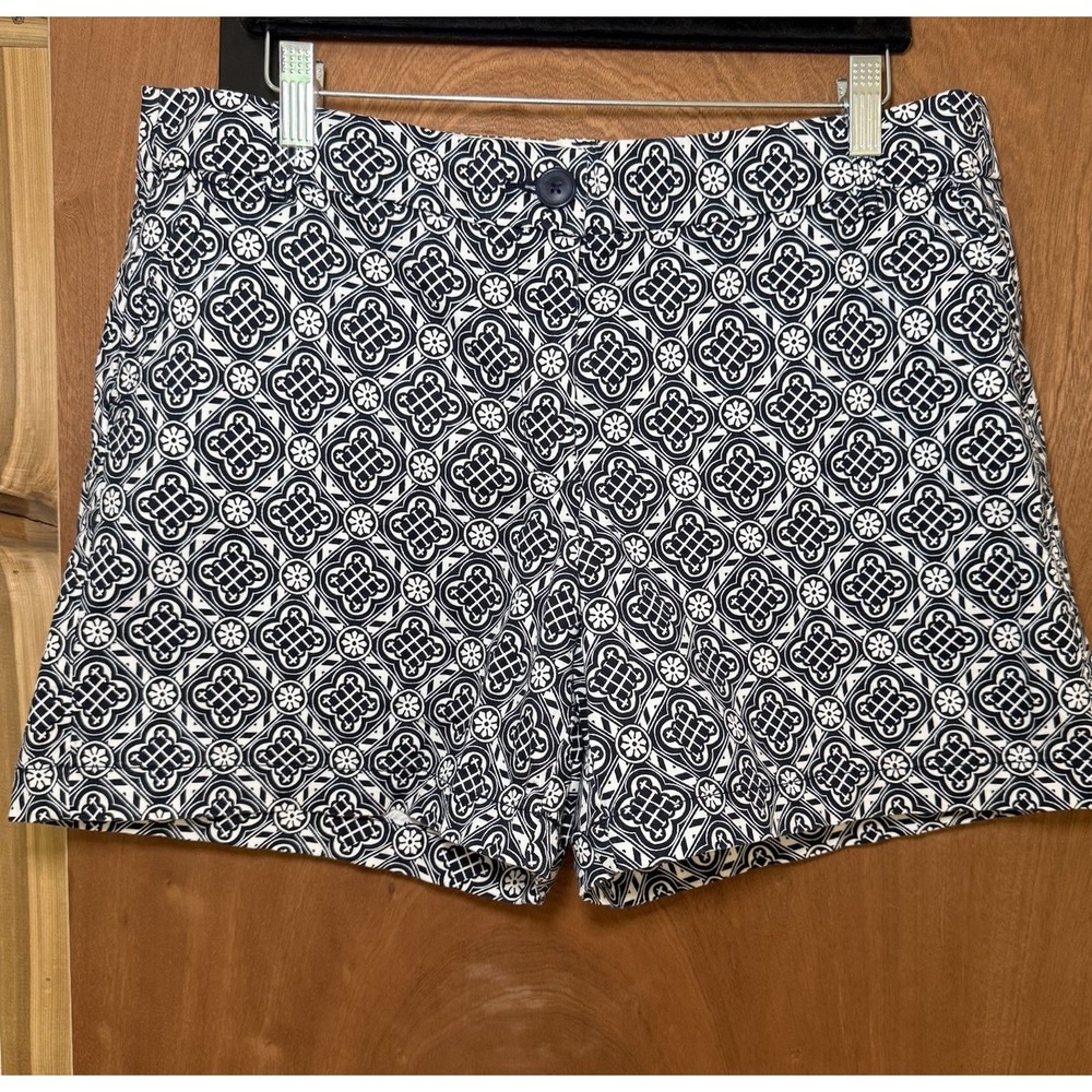 Crown & Ivy Women's Chino Shorts – Size 12 Dark Navy White Pattern Stretch